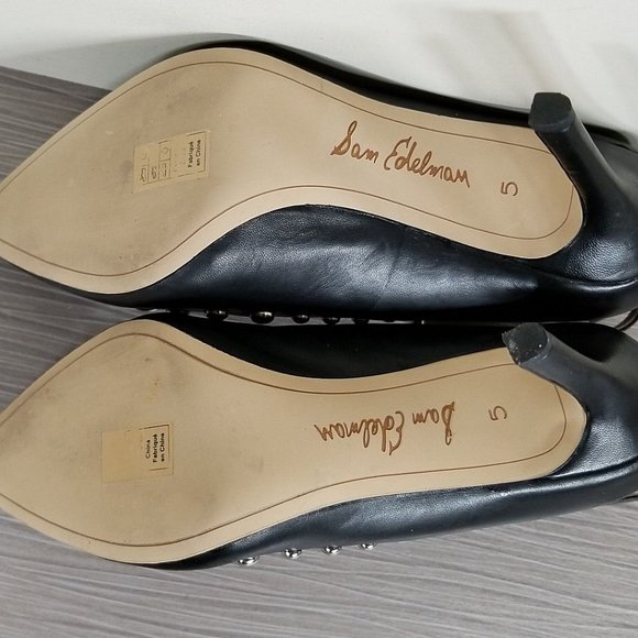 Sam Edelman Helen Ankle Strap Pump, Black Leather, Womens Size 5 M / 35 - Picture 10 of 11